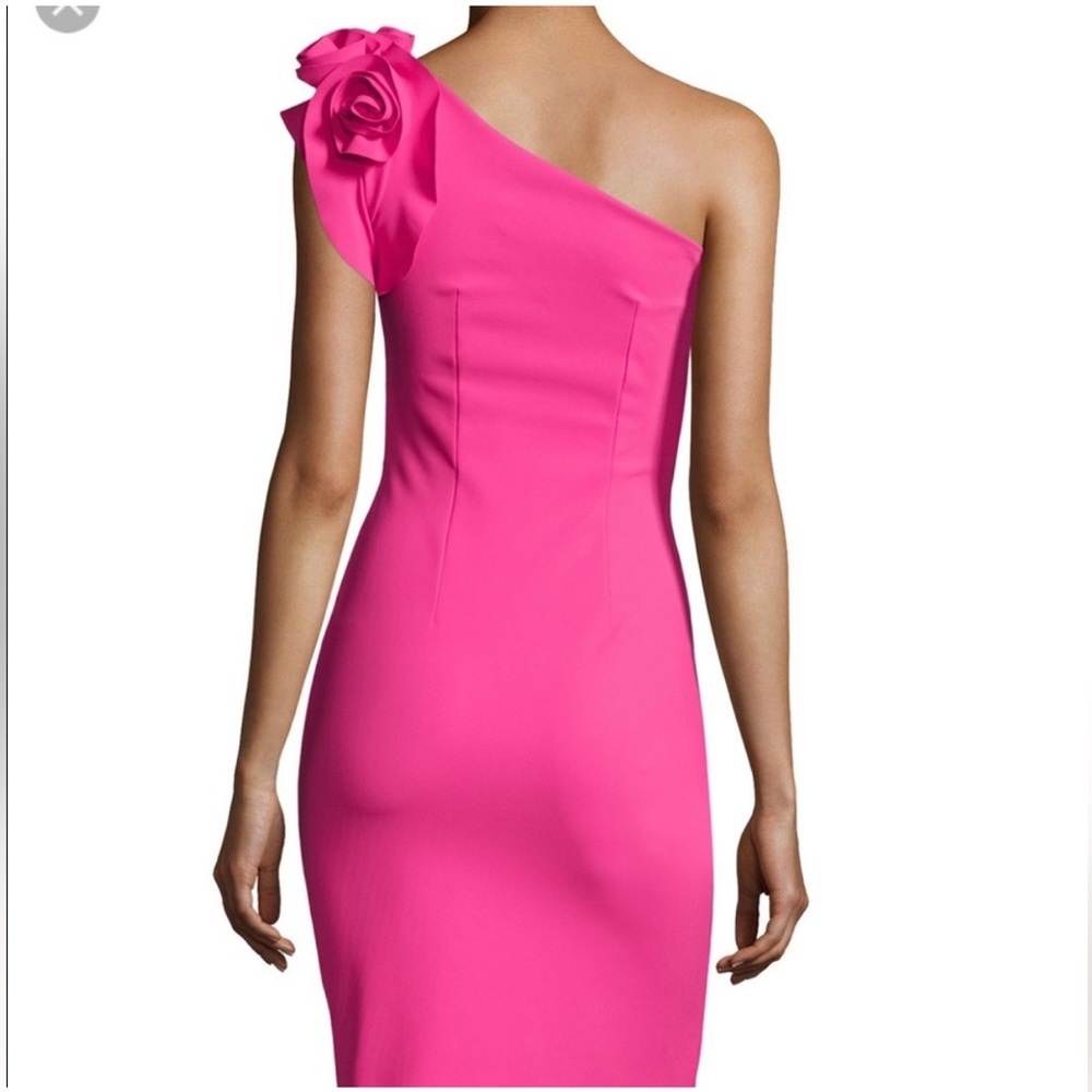 Chiara Boni One Shoulder Pink Bodycon Fitted Stretch Dress Midi Size 44 US 8